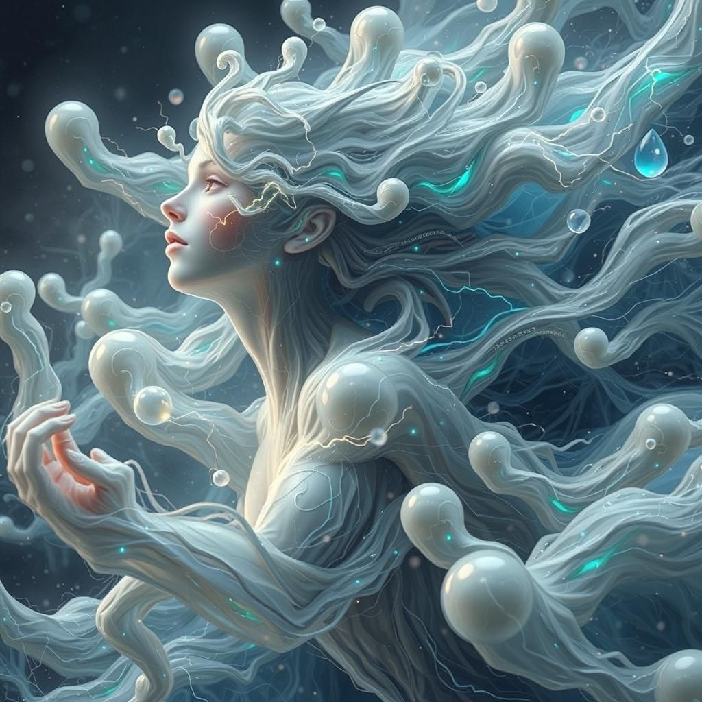 Electric Being Soaring Through Storm Clouds