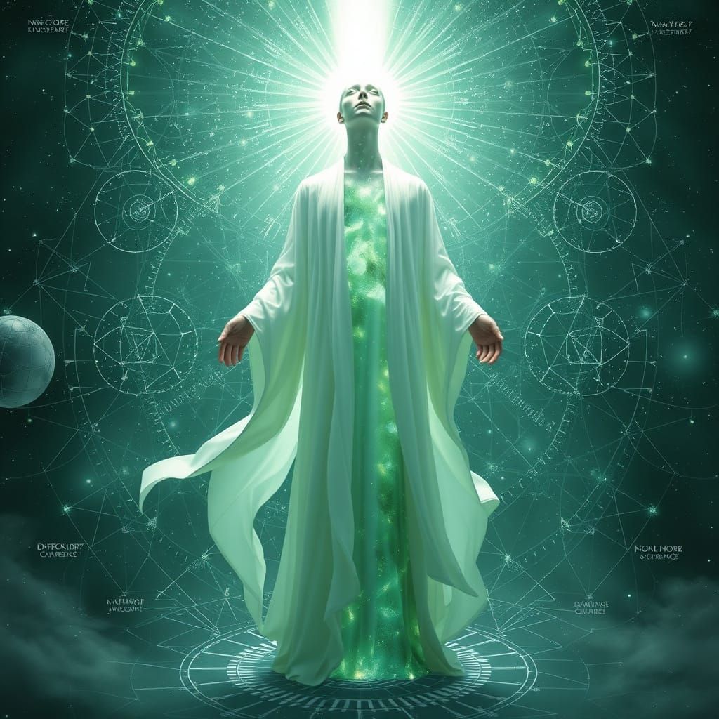 Radiant Being Among Constellations in Ethereal Style