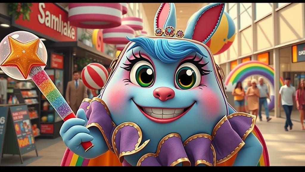 Whimsical CGI Purse Portrait in Vibrant Colors