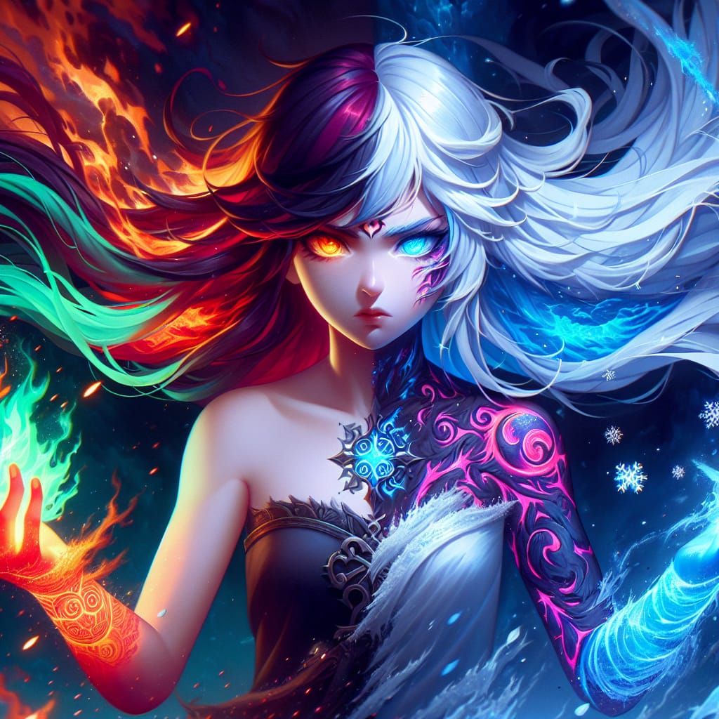 Anime Elementalist Controlling Fire and Energy