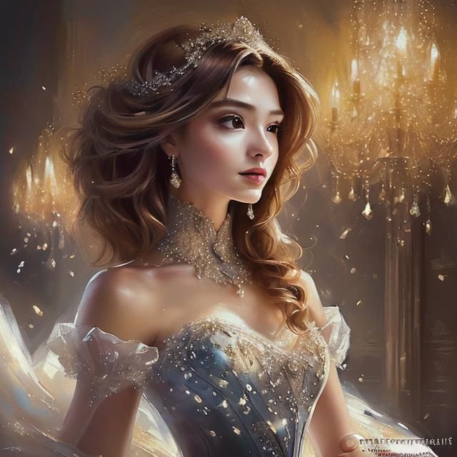Glowing Portrait of Lady in Ball Gown