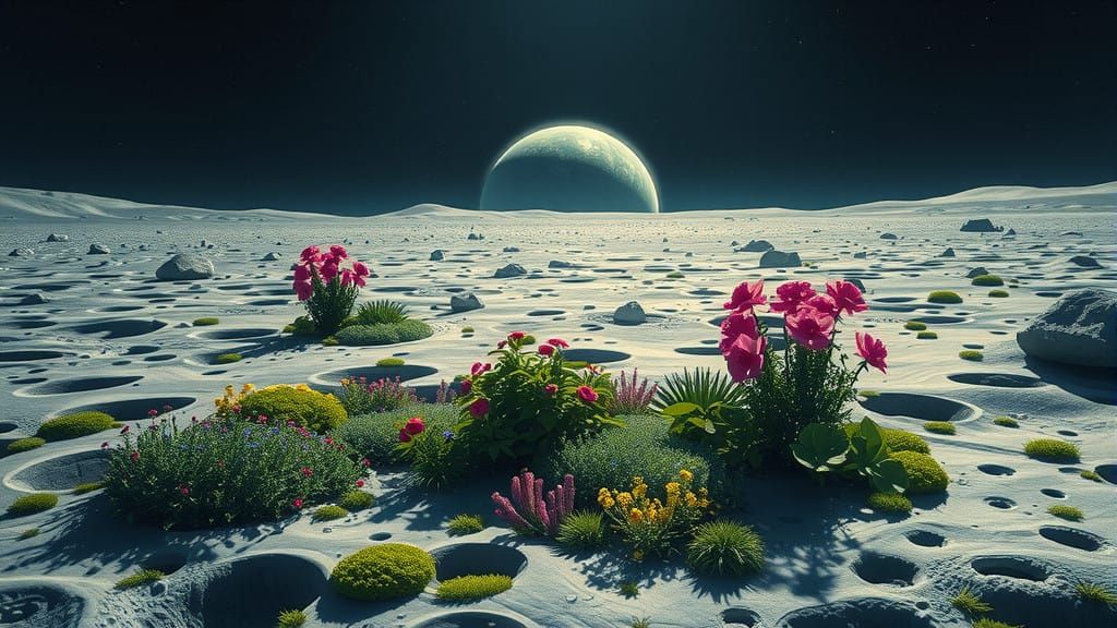 Lunar Garden Blooms in Dreamlike Harmony