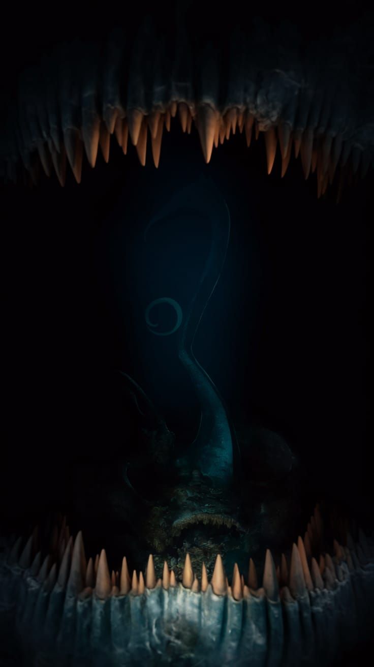 Mariana Trench Serpent in Gustave Doré Style