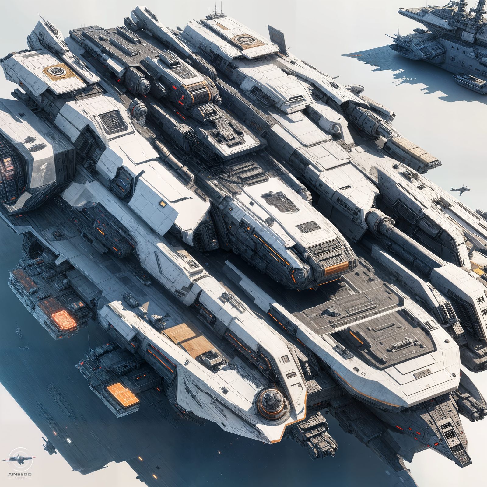 Surreal Futuristic Warship Concept in Cyberpunk Style