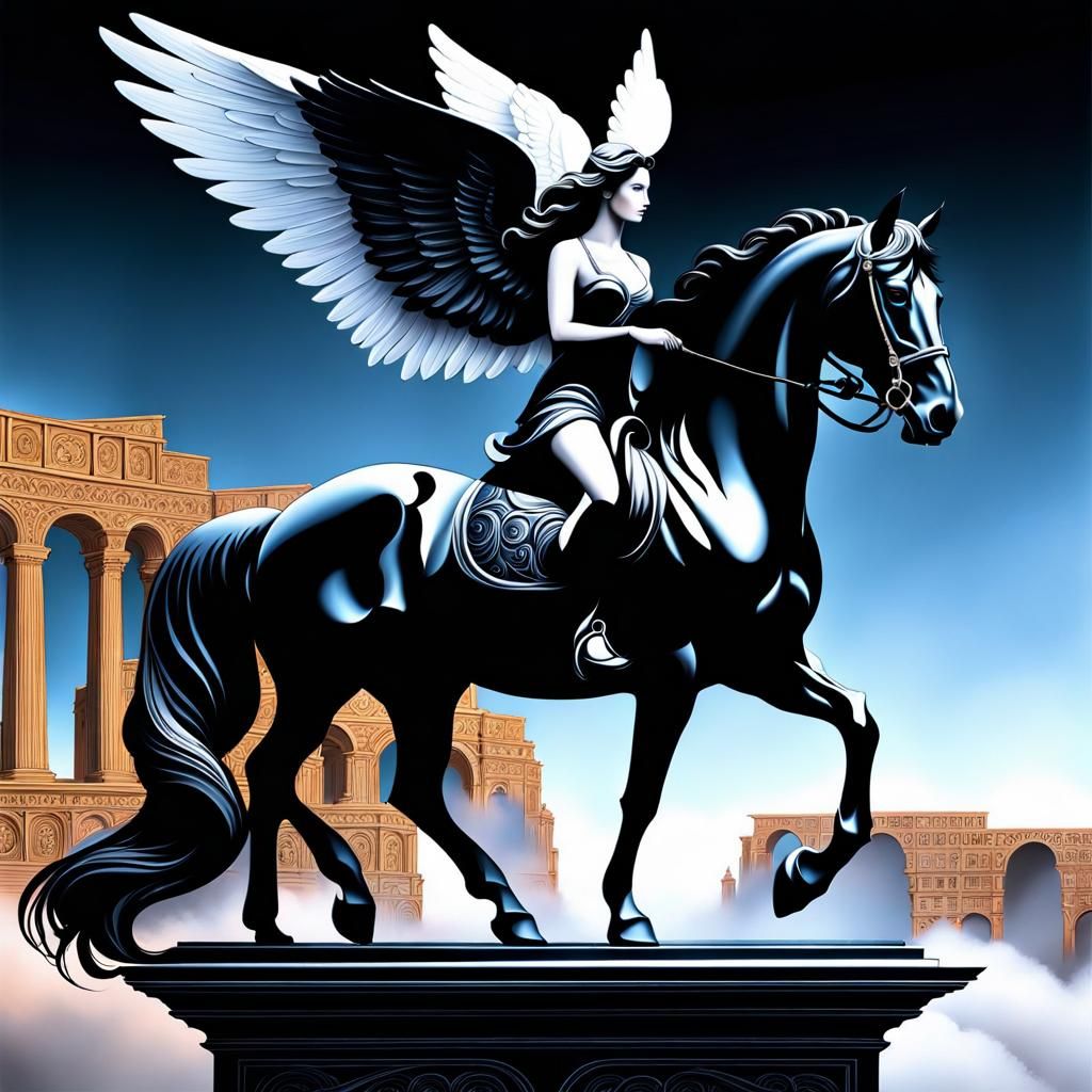 Angel and Horse in Painted Realism Style