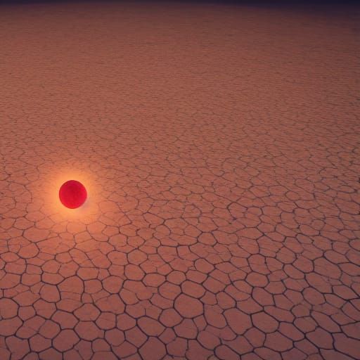 Glowing Seed in Arid Desert Under Blood Moon