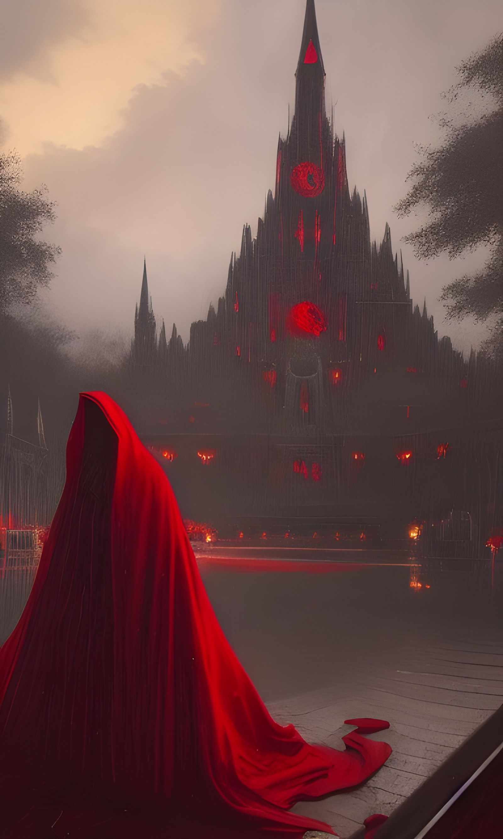 Red Cloak Figure at Doomed Amusement Park