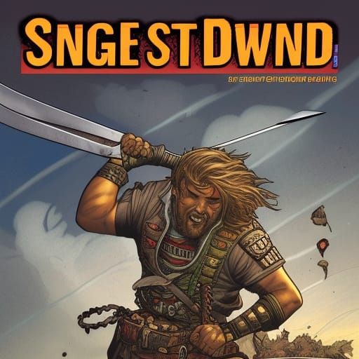 Dieselpunk Sword Landscape in Comic Book Style