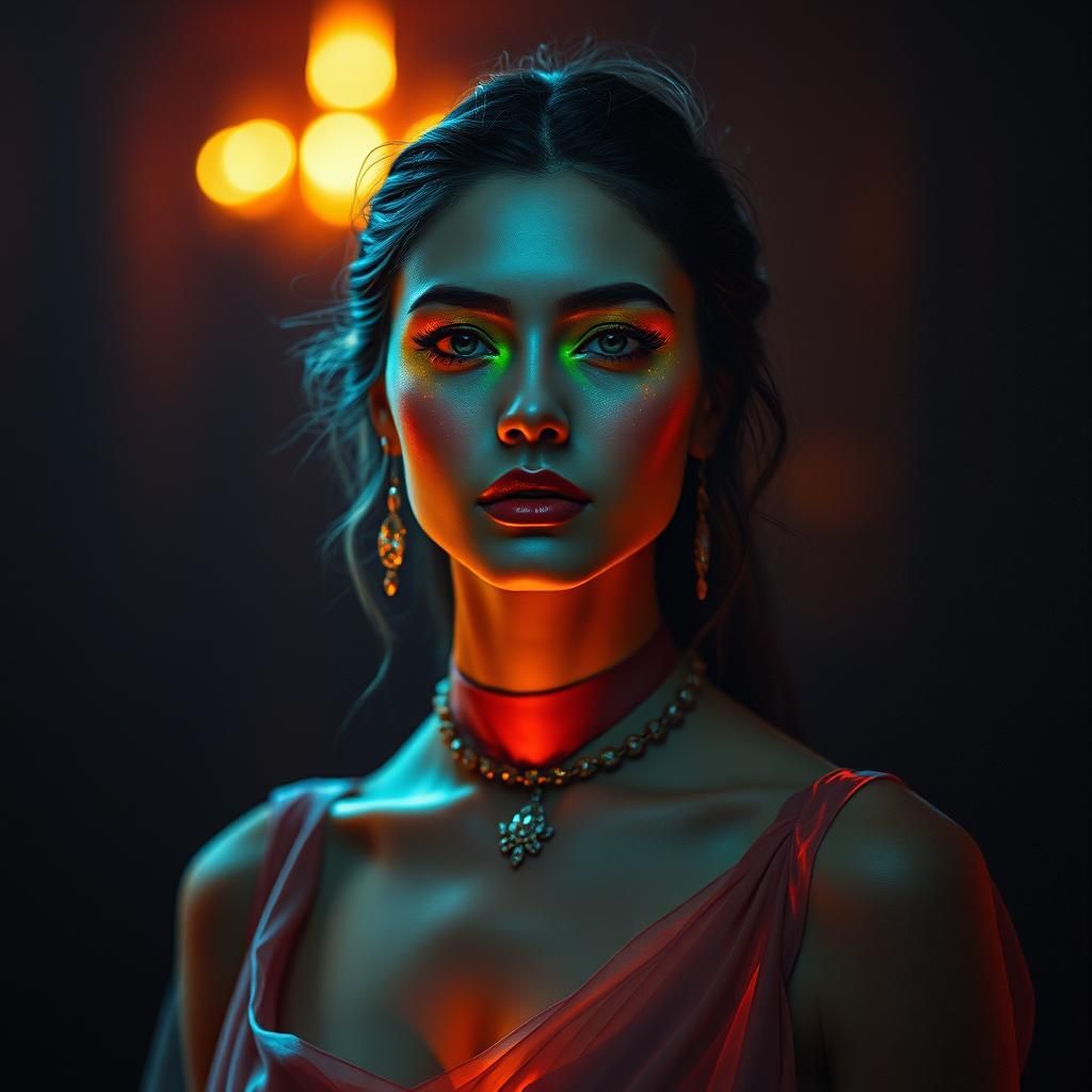 Ethereal Model with Inner Glow in Surrealist Style