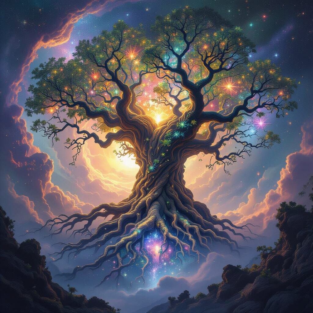 Ancient Tree of Galaxies: Epic Fantasy Art