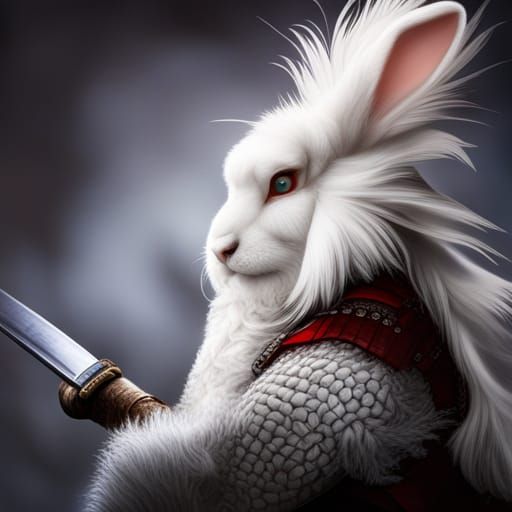 Translucent Samurai Rabbit with Japanese Sword