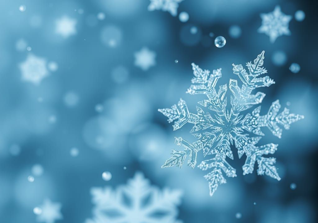 Macro Photo of Intricate Snowflakes in Winter Blizzard