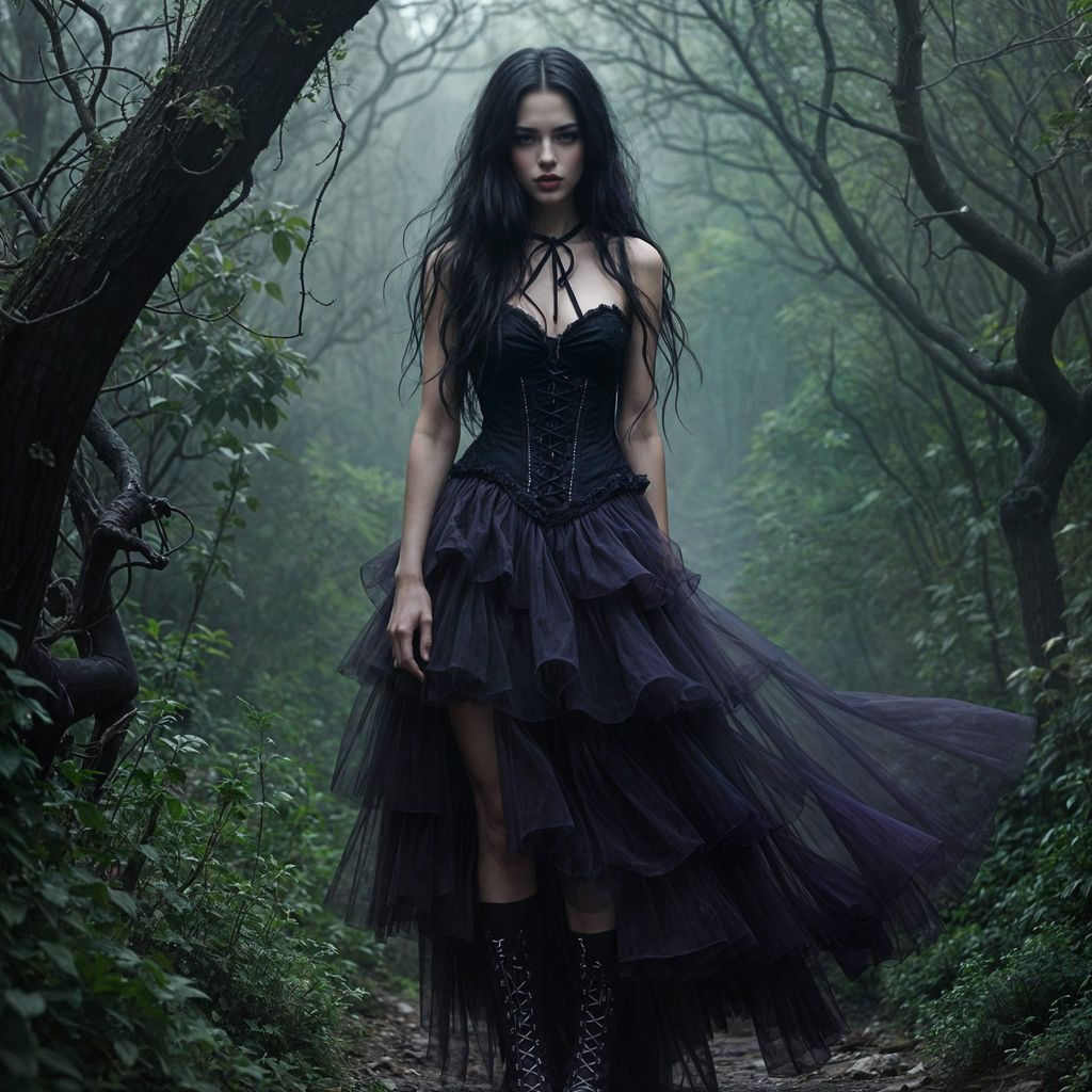 Ethereal Gothic Siren in Dark Enchanted Garden