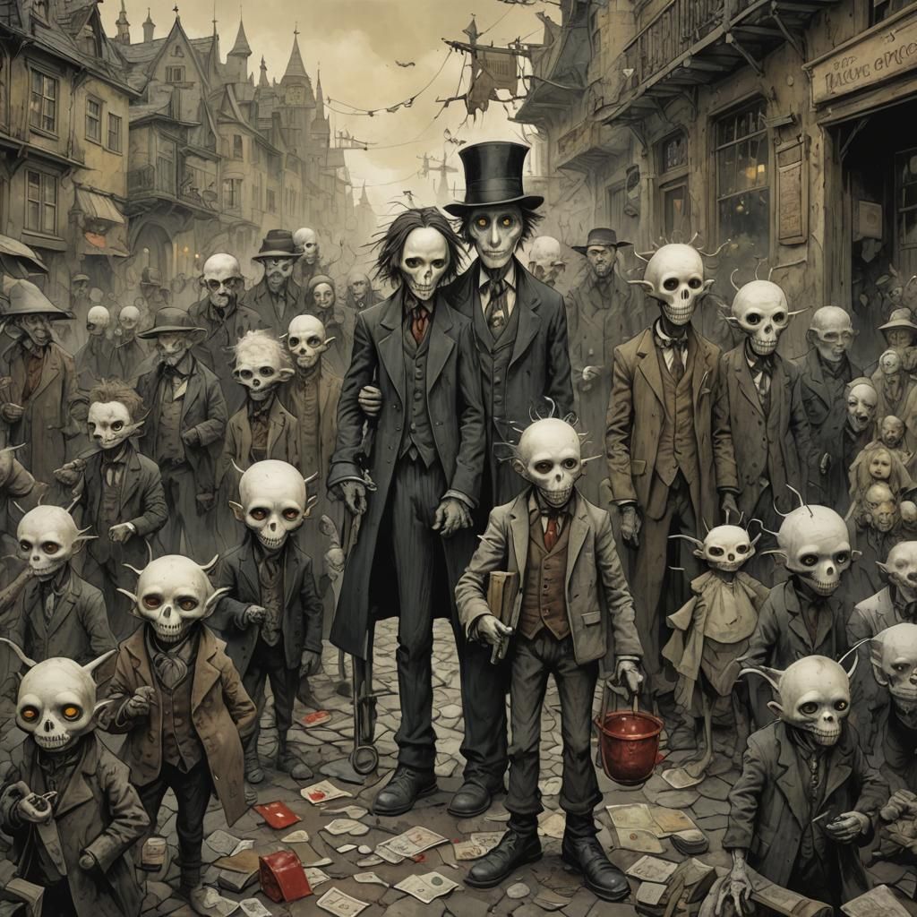 Dystopian Mystery Masterpiece in Gothic Macabre Style