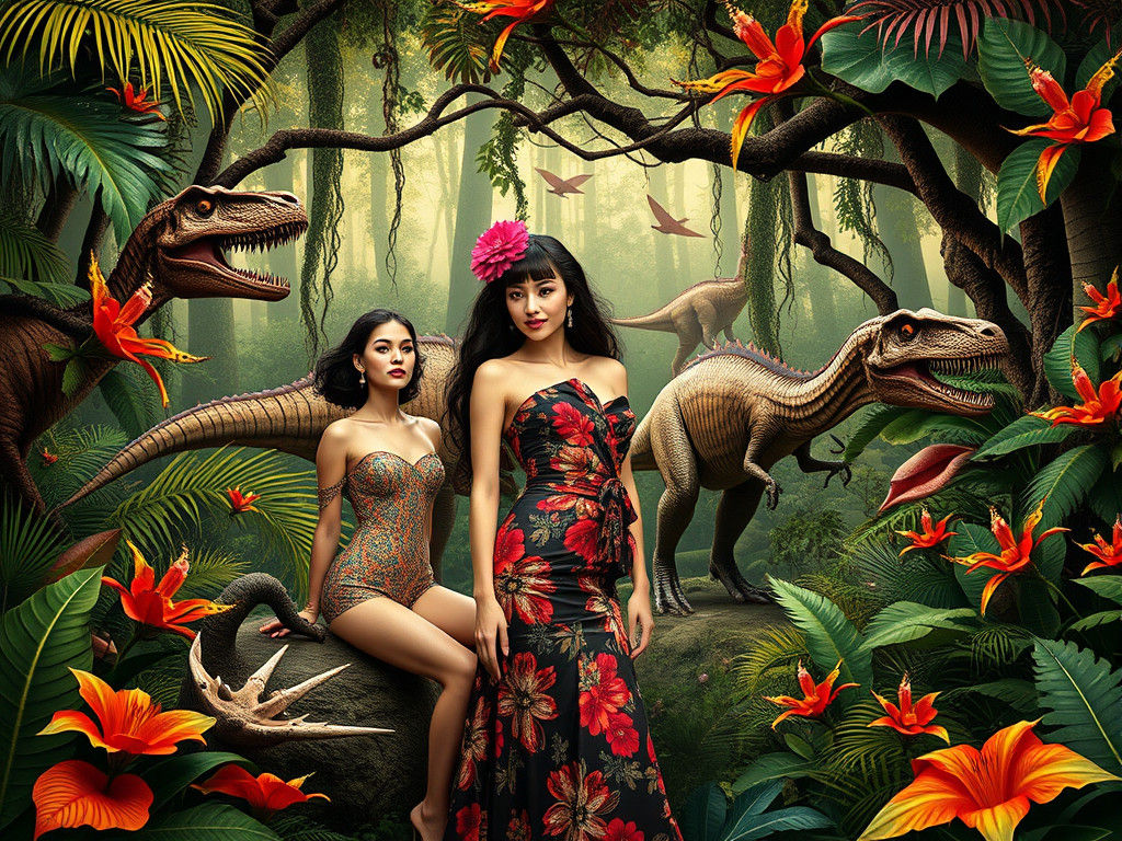 Fractal Models Pose in Jurassic Jungle