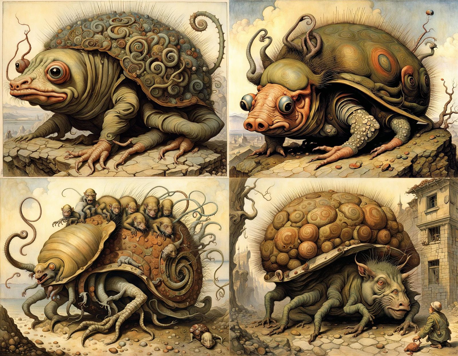 Intricate Hybrid Horror Monster in Surreal Style