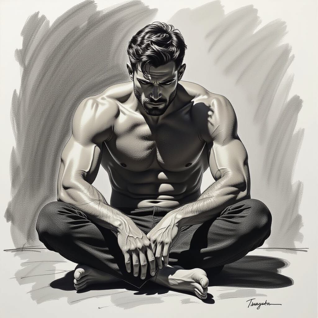 Man of Emotional Fatigue, Pencil Sketch Style