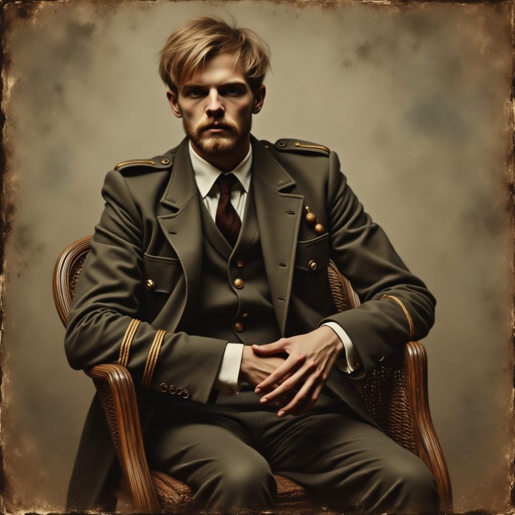 Man in Uniform as Impressionistic Oil Painting