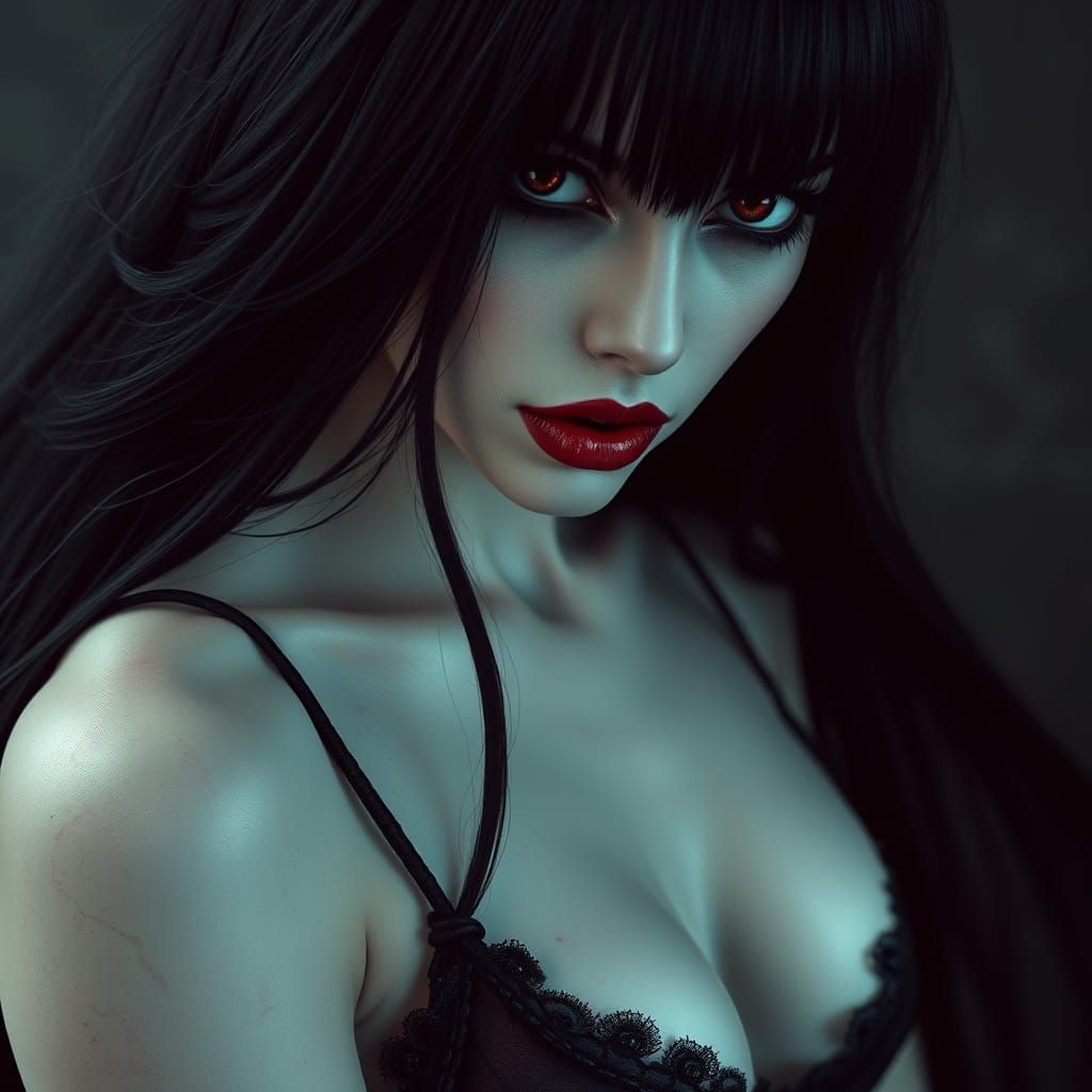 Ethereal Gothic Vampire in Giger and Beksiński Style