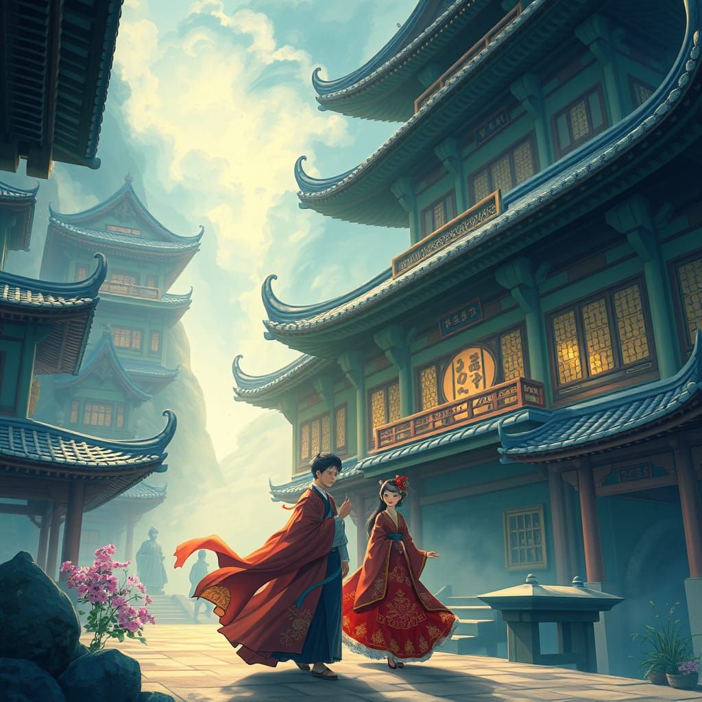 Mystical Korean Fantasy Art in Animated Style