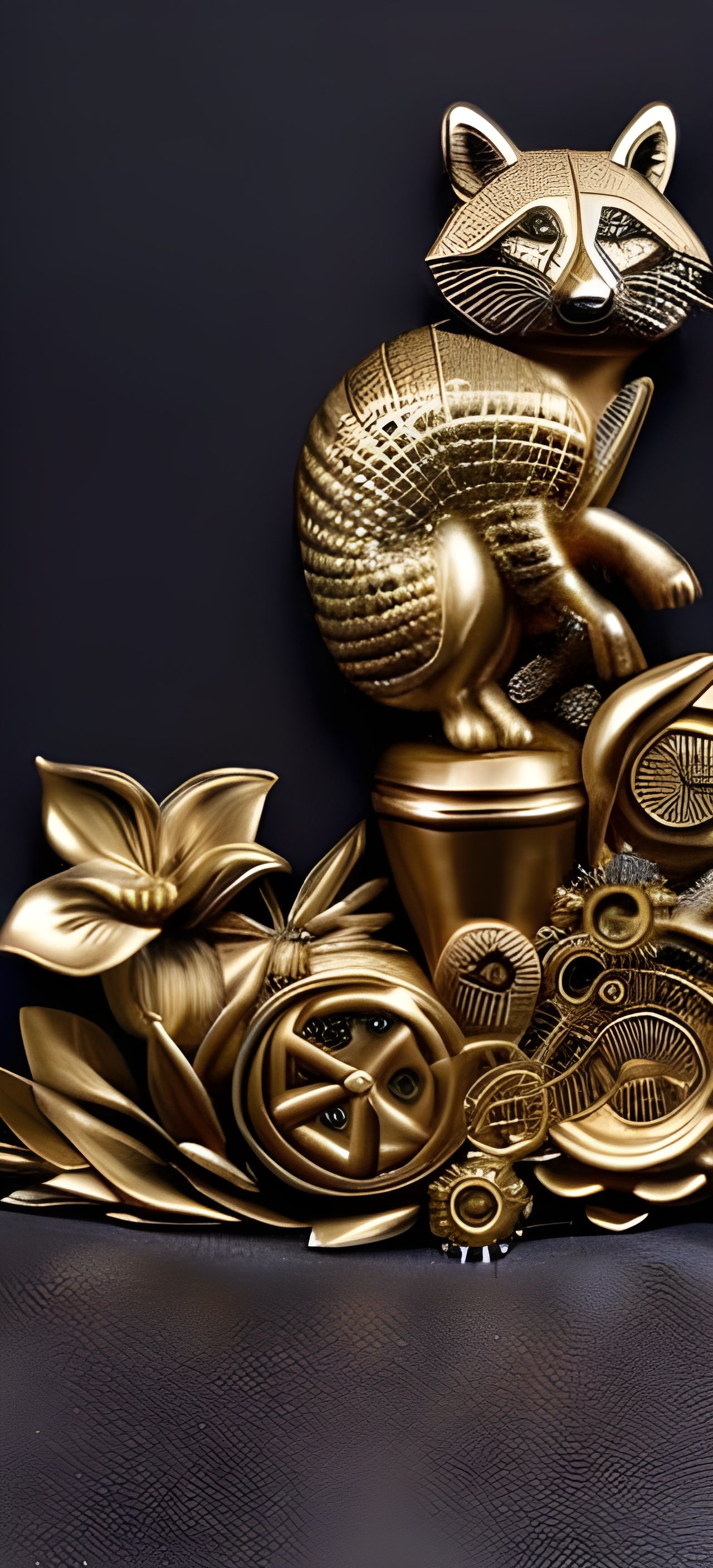Bas Relief, Gold Shining RACCOON