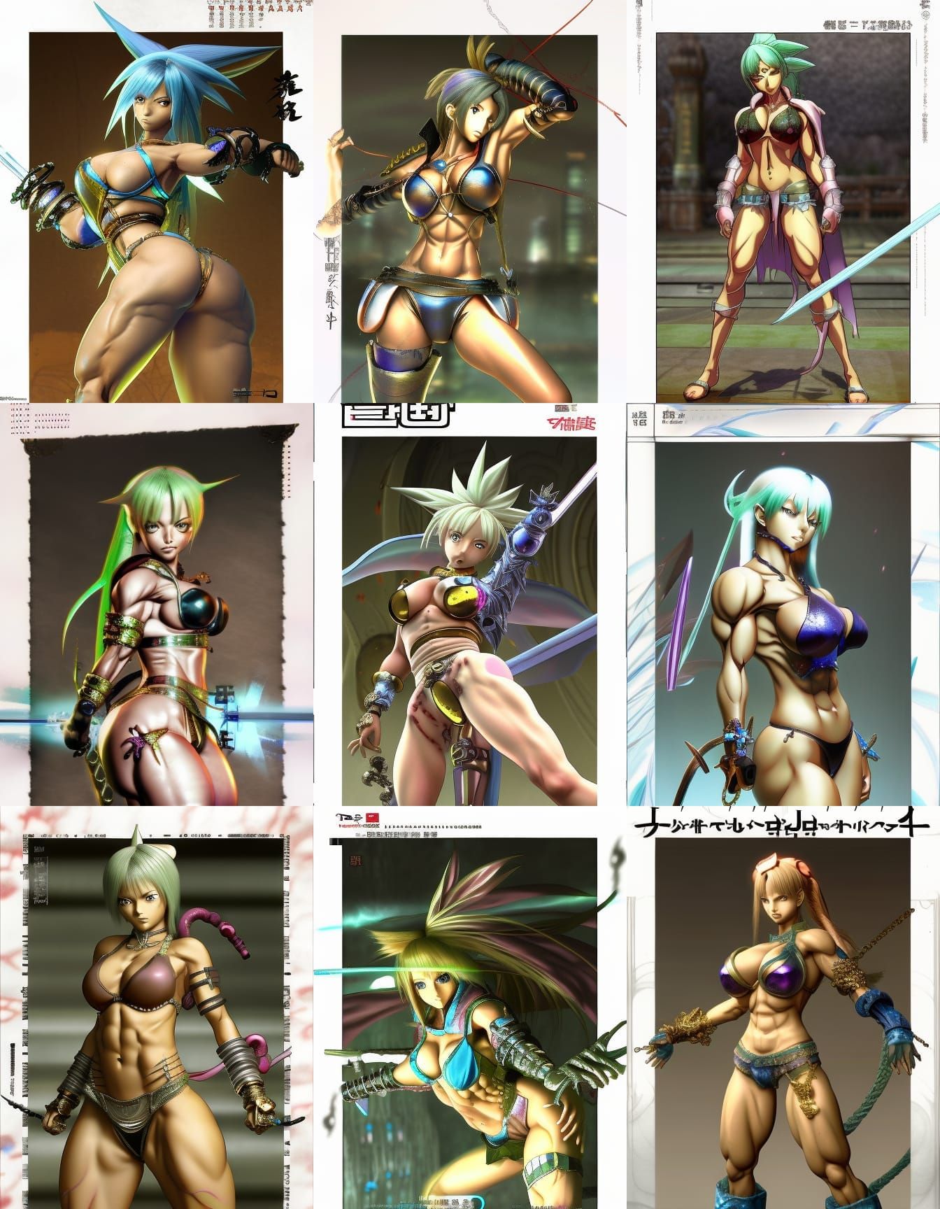 Bodybuilder as Soul Calibur Anime Character