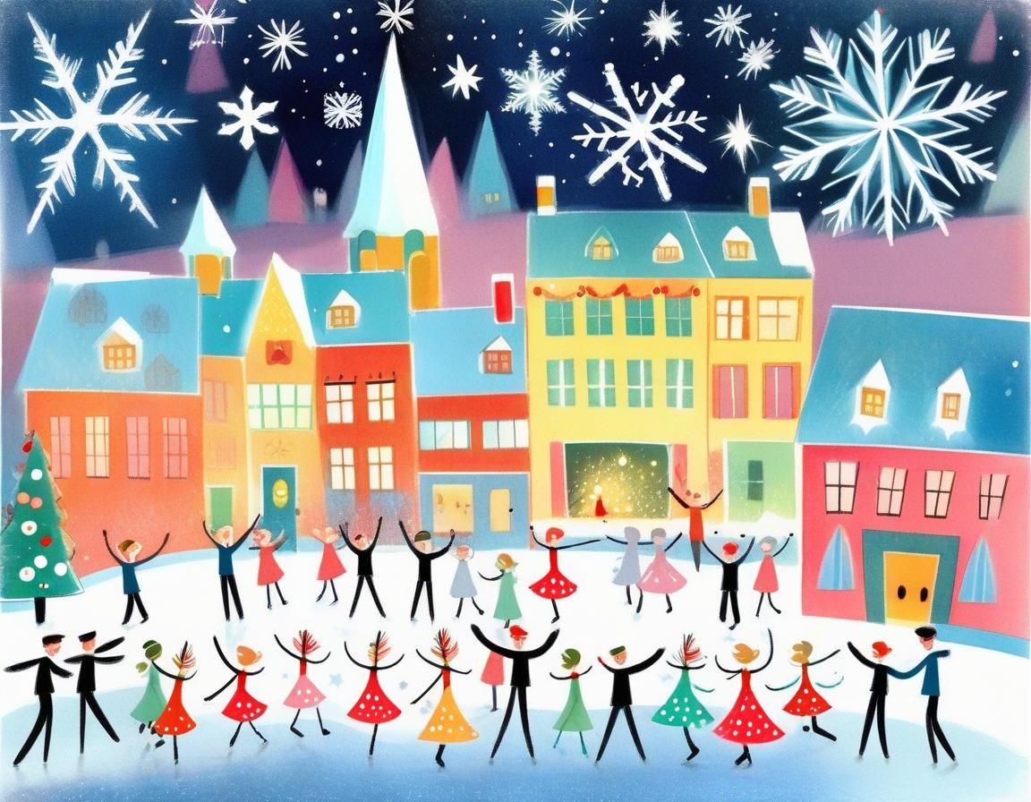 Magical Christmas Dance in Watercolor Style