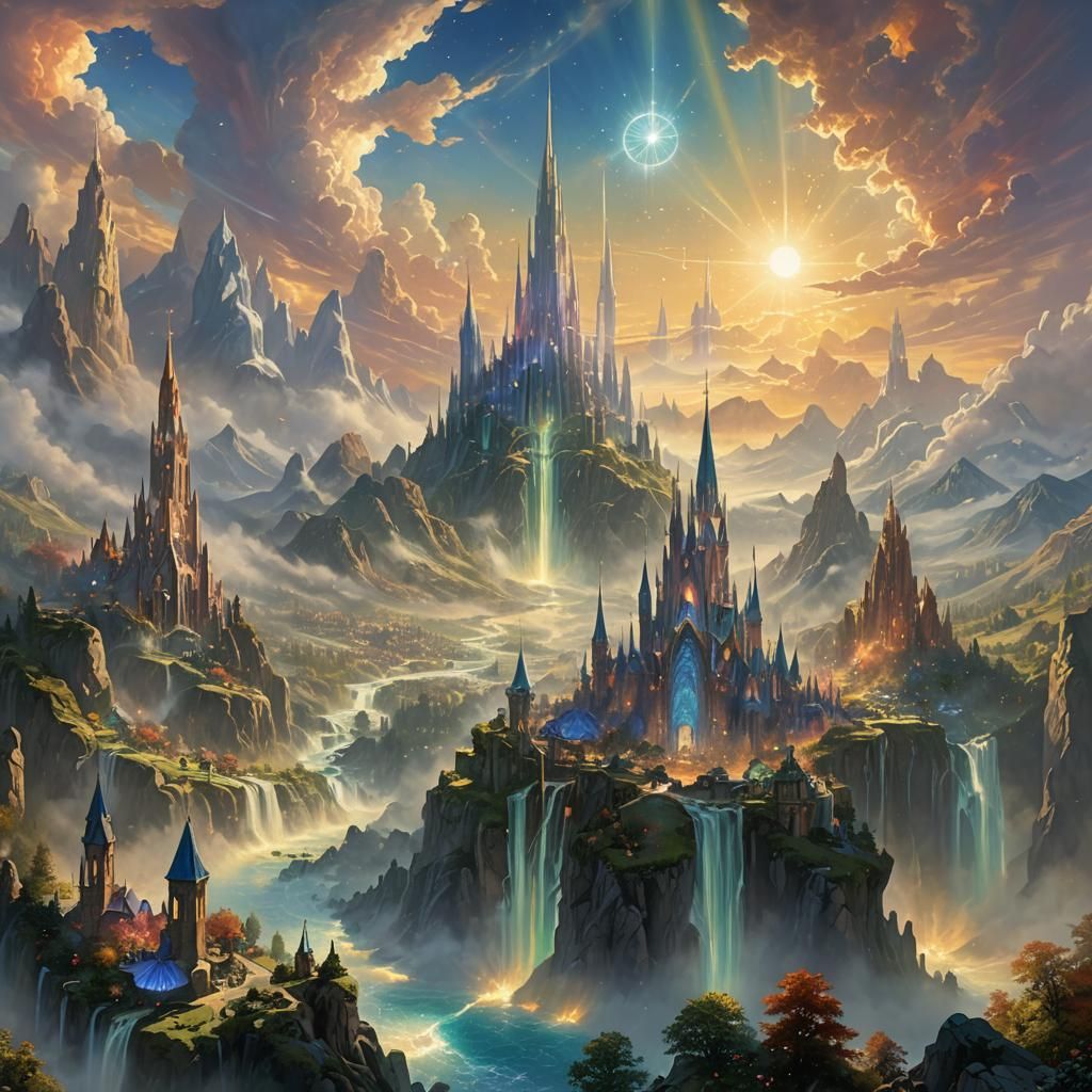 Mystical City at Earth's Core: Fantasy Landscape