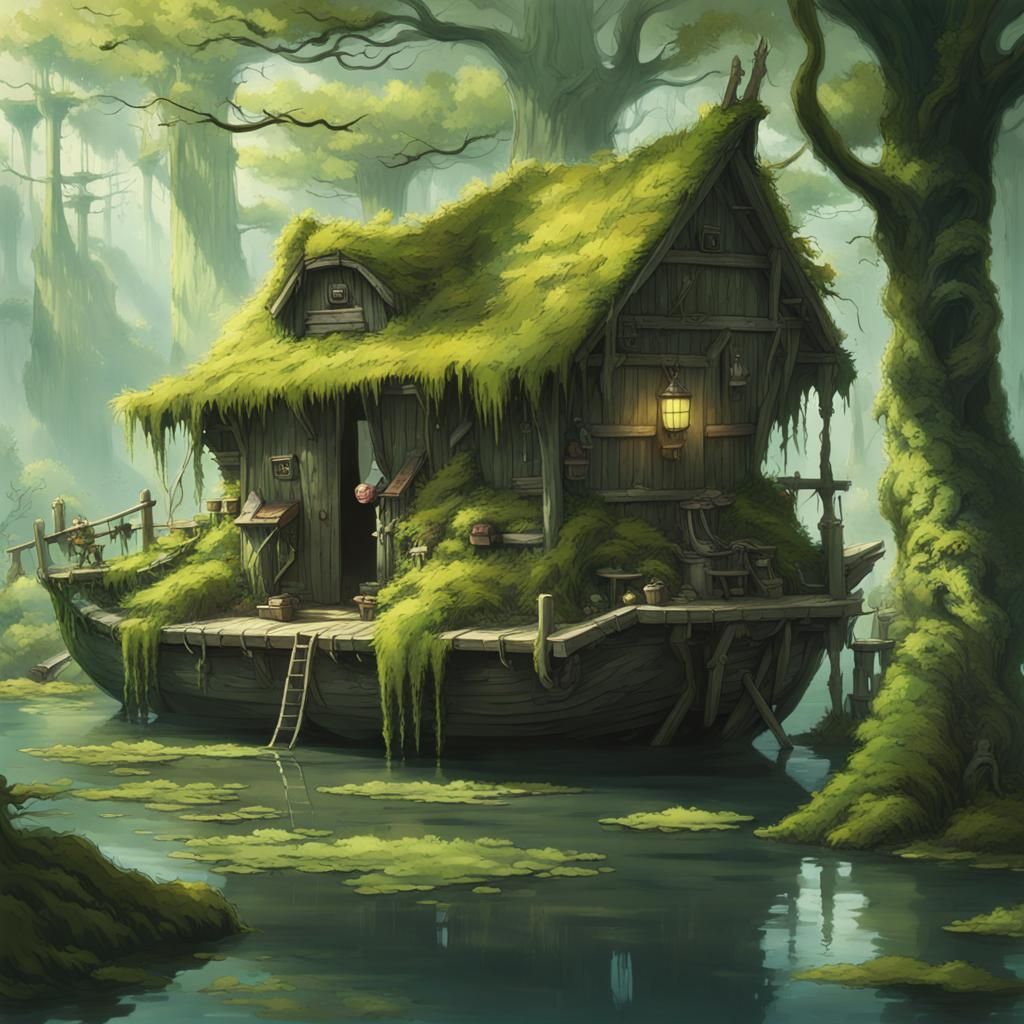 Fantasy Swamp: Ghibli-Inspired Scene in the Old World
