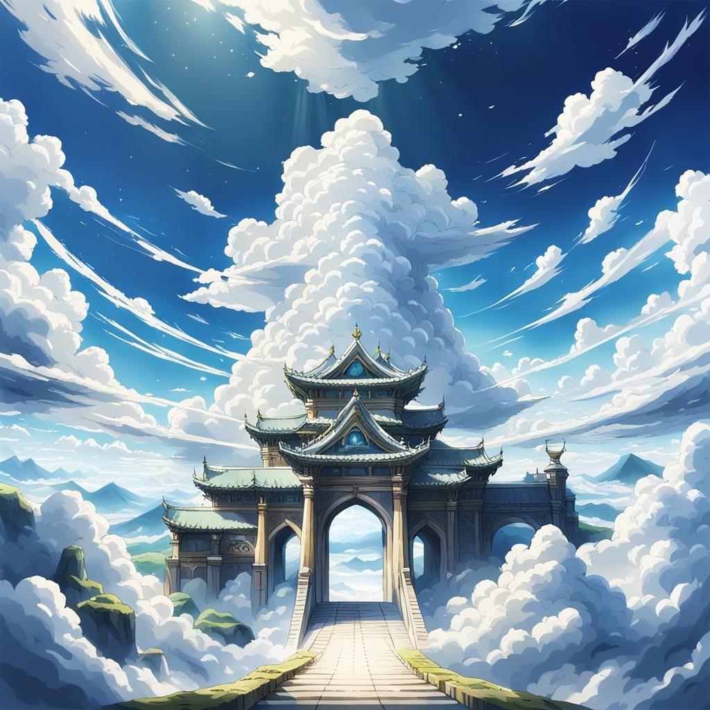 Anime Style White Cloud Heaven's Gate