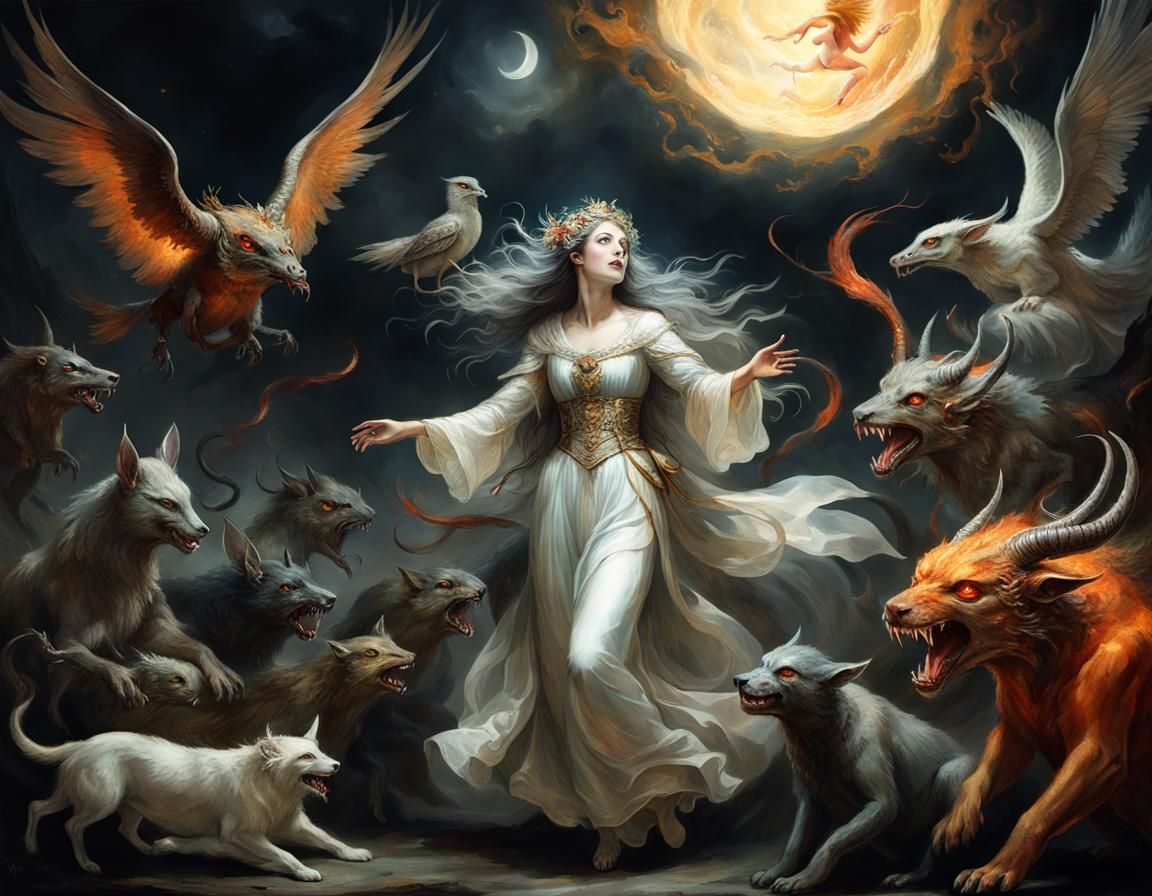 Ethereal Maiden and Hellish Creatures: Occult Masterpiece