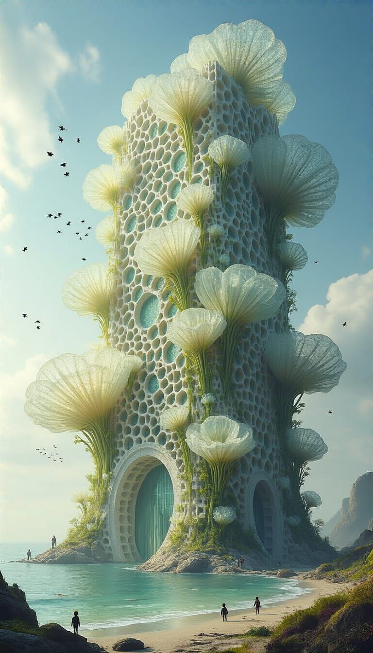 Diatomaceous Modernist Structure in Surreal Coastal Lab