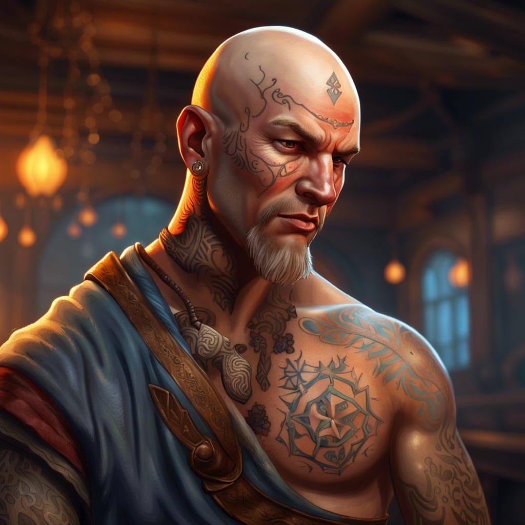 Nordic Rune Tattooed Tavern Brawler: Hyperrealistic Concept ...