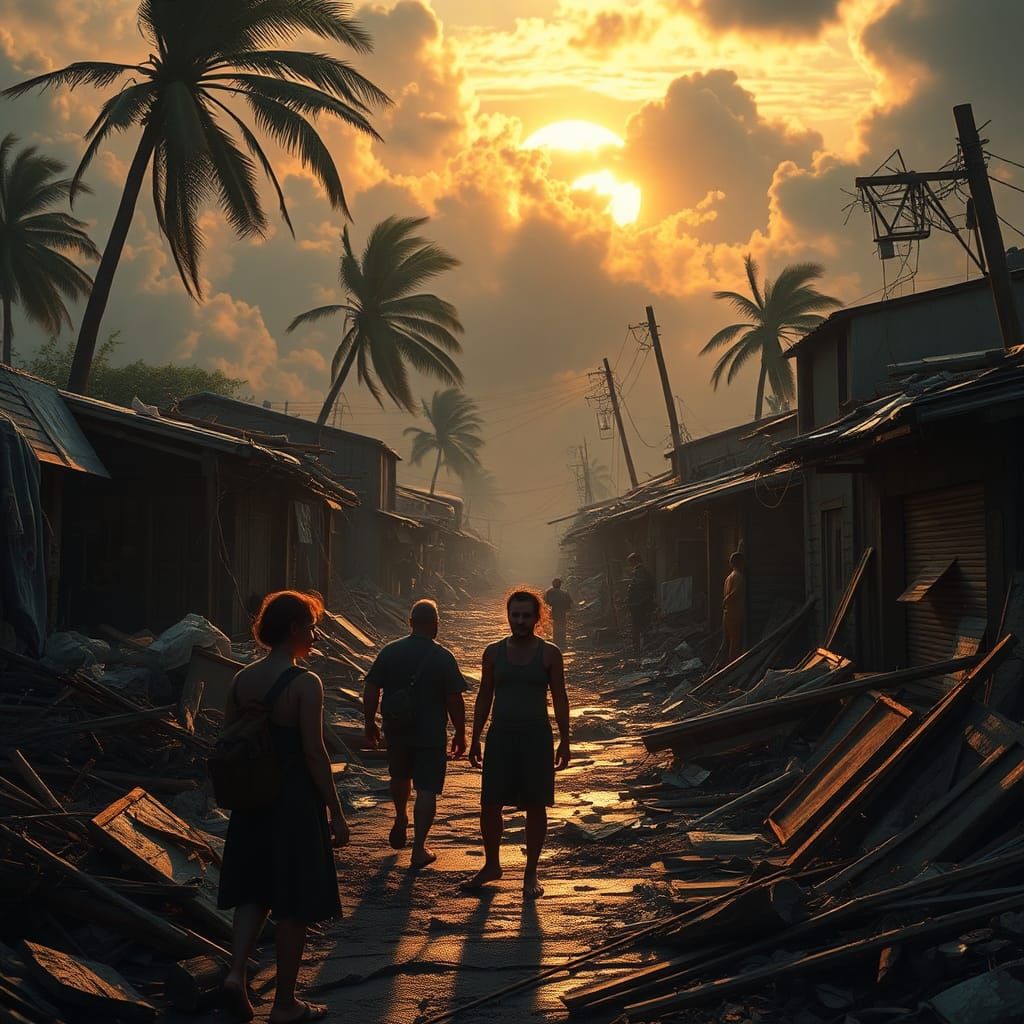 Hurricane Aftermath: Cinematic 3D Village Devastation