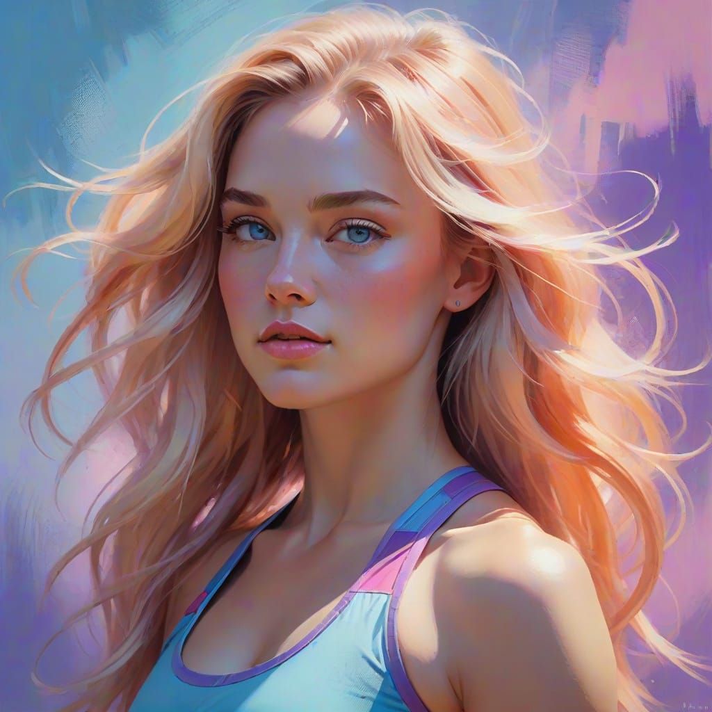 Elegant Blonde Woman in Soft Focus, Painterly Technique