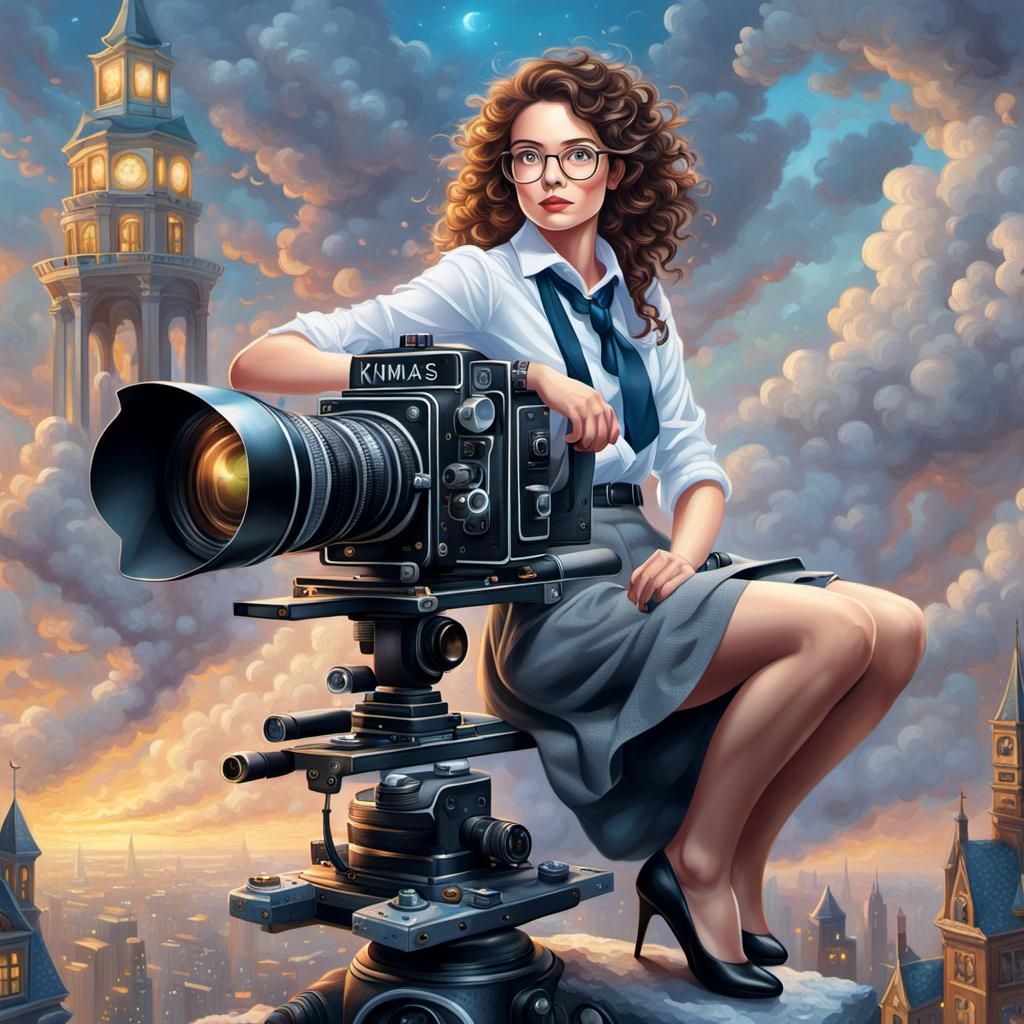 Woman on Camera in Ethereal Fantasy Style