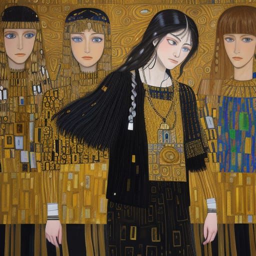 Klimt Style Painting of Classroom Bullying