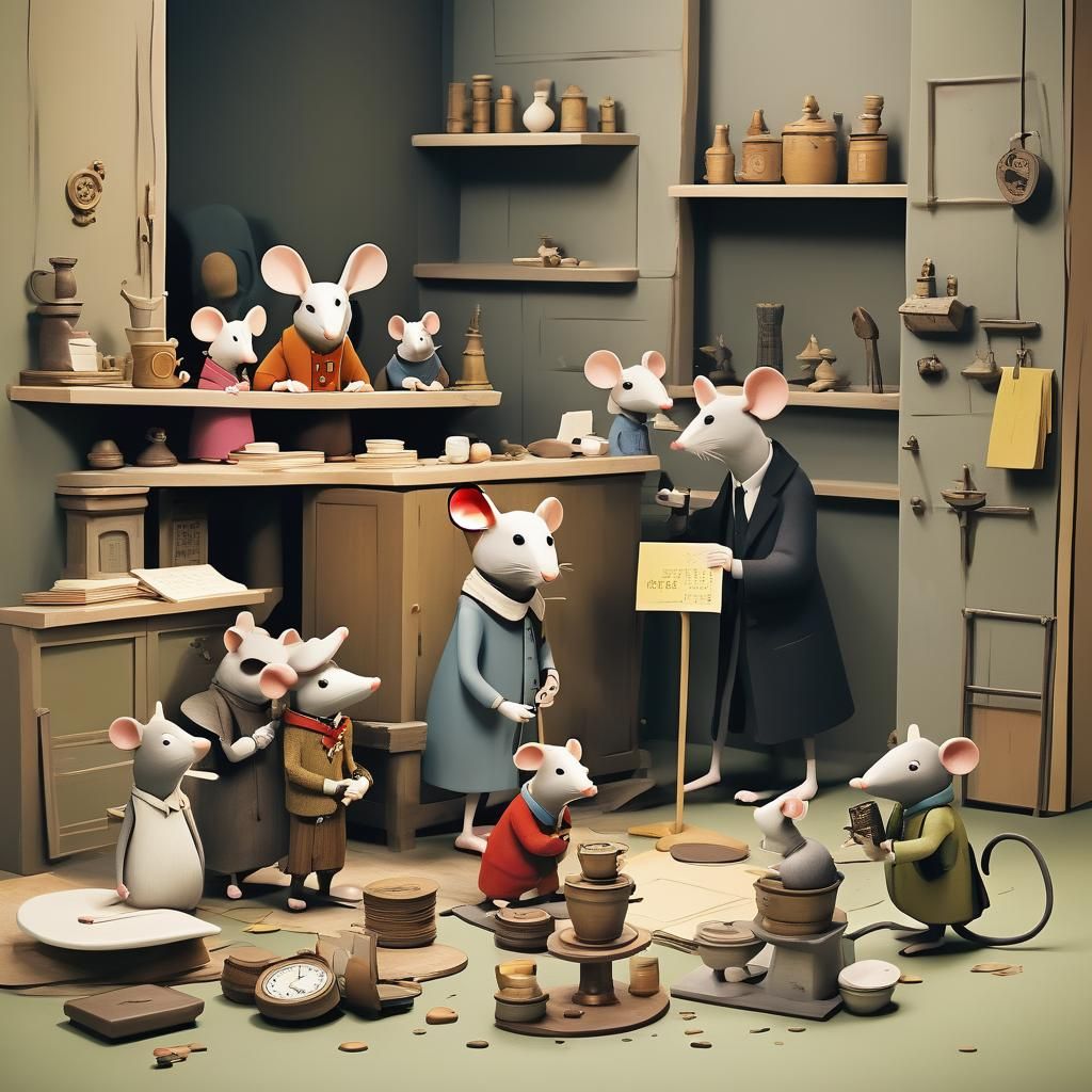 Mice's Secret Philosophy Society: Pirosmani & Aardman Style