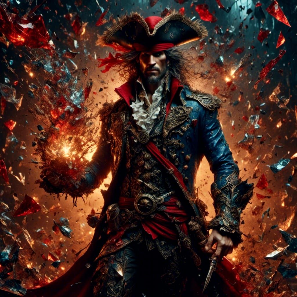 Red-Skinned Pirate Captain in Detailed Fantasy Art