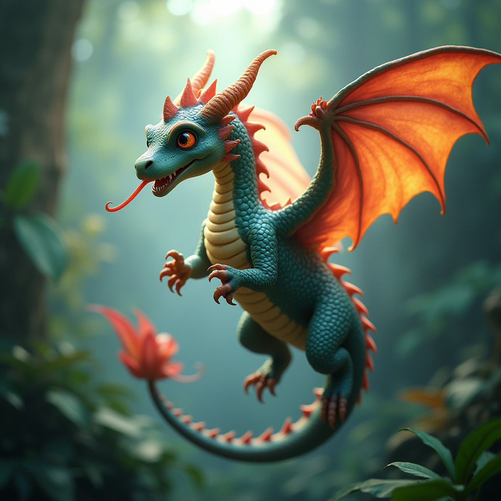 Iridescent Dragon Soaring Through Ancient Dreamscape