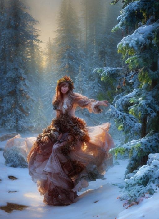 Winter Fantasyland: Hyper-Detailed Oil Painting