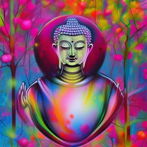 Buddha in Sphere: Graffiti Art Sunrise