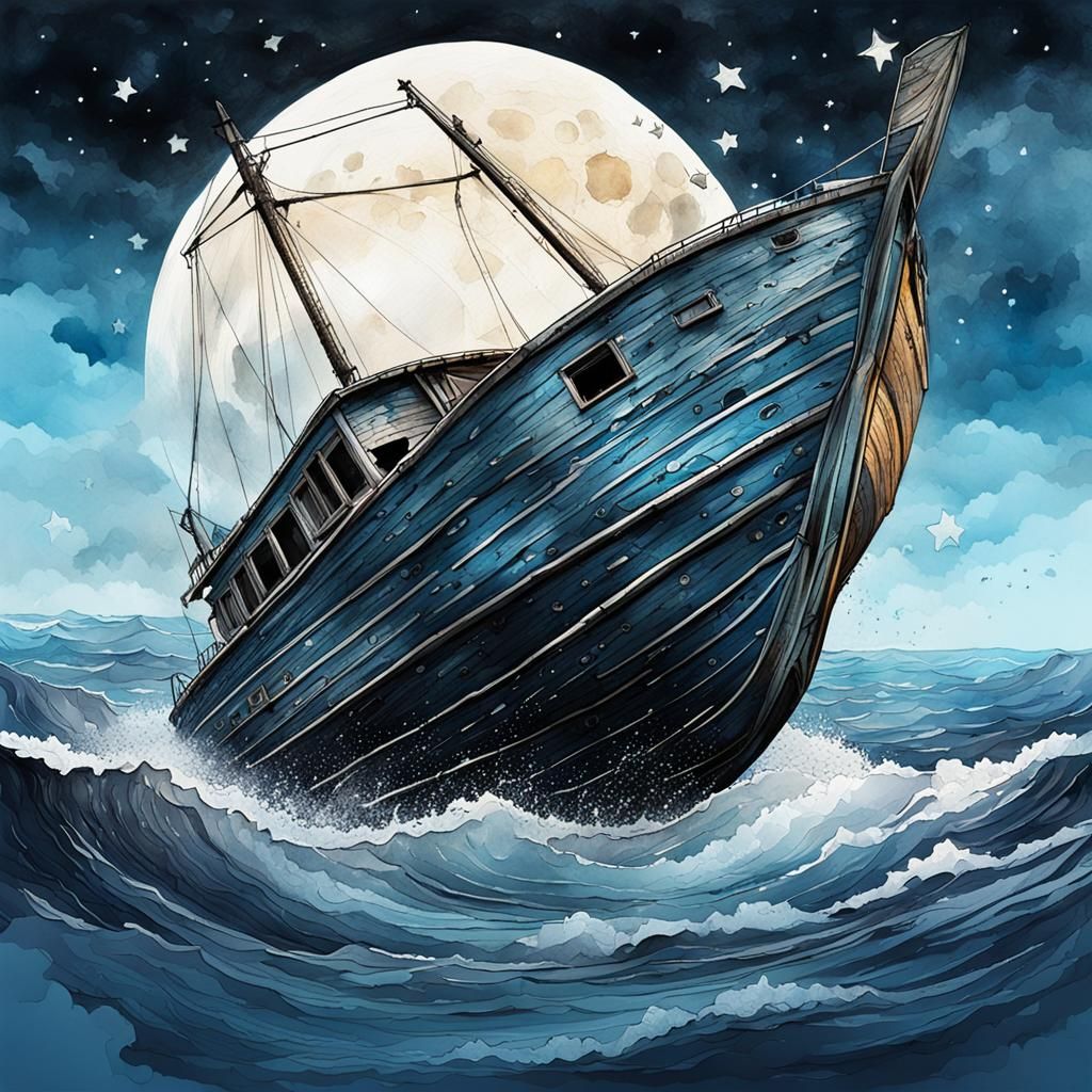 Epic Upside Down Boat Floating in Space