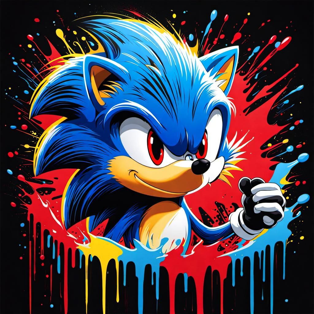 Sonic the Hedgehog Graffiti Art in Polychromatic Colors