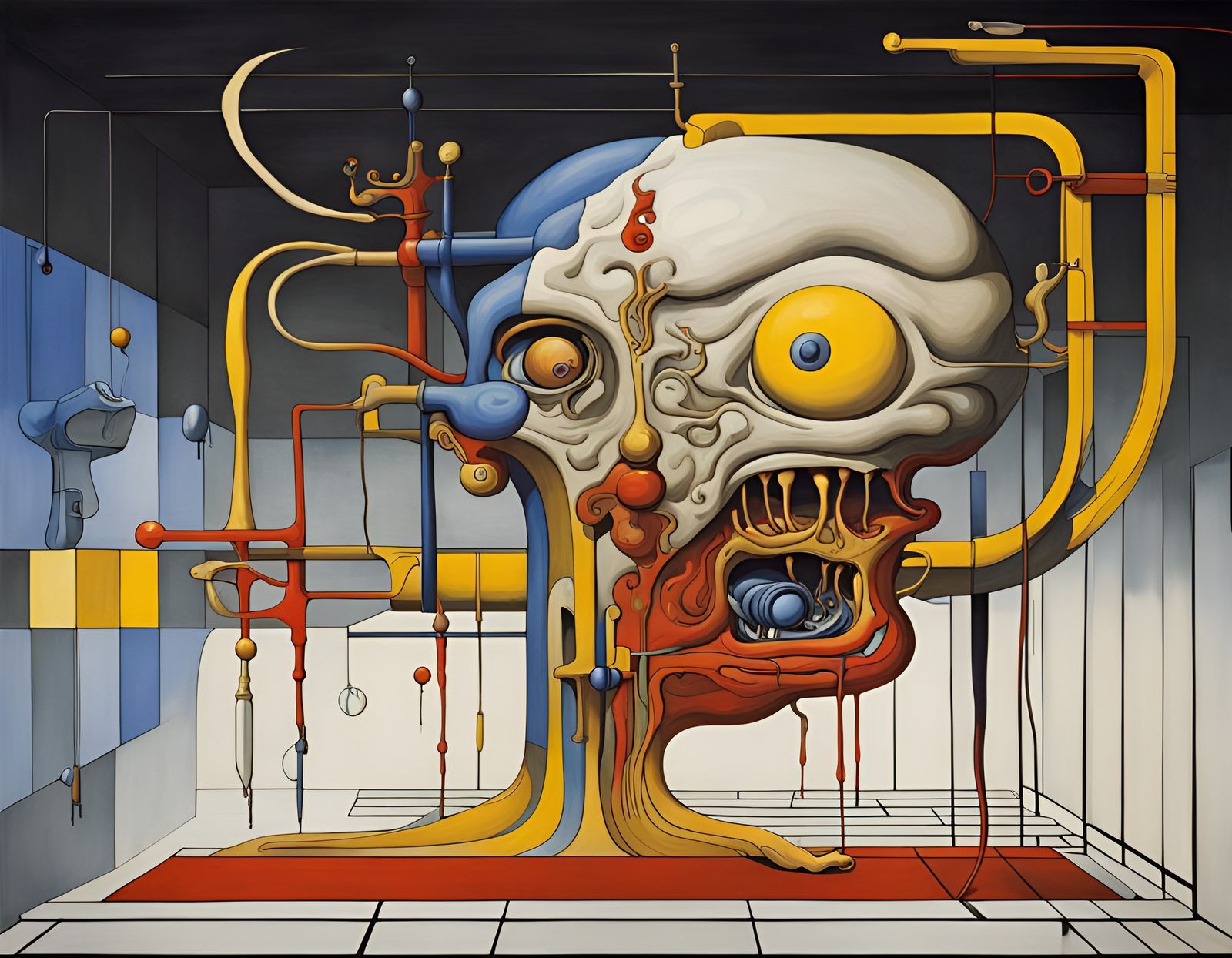 Surreal Digestive System Monster Inspired by Dali and Mondri...