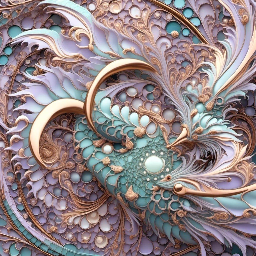 Iridescent Fractal Mosaic with Dragon