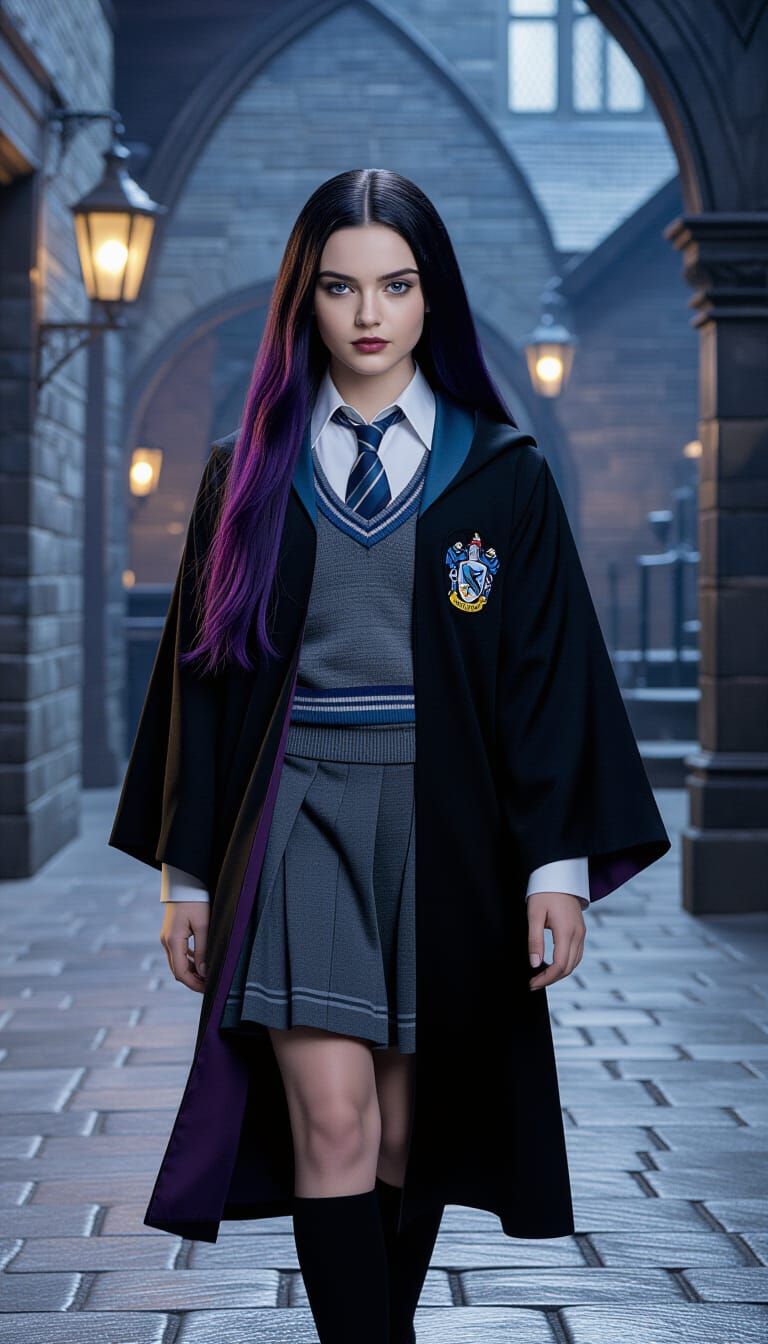Ravenclaw Witch Portrait in Hogwarts, Realistic Style