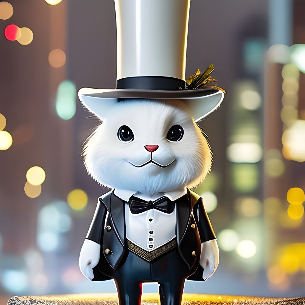 Chubby Bunny Rabbit Magician in Dreamcore Fantasy Style