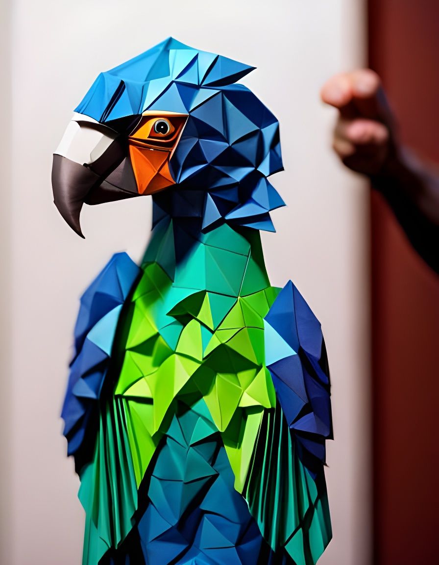 Surreal Paper Macaw in Neoplastic Underwater Lab