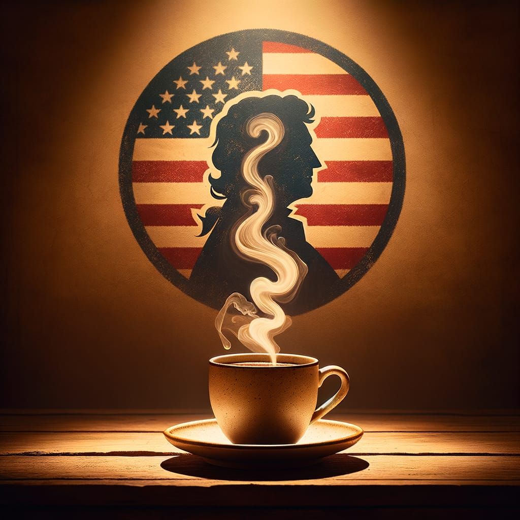 Warmth of Patriotism in Cozy Cafe Scene